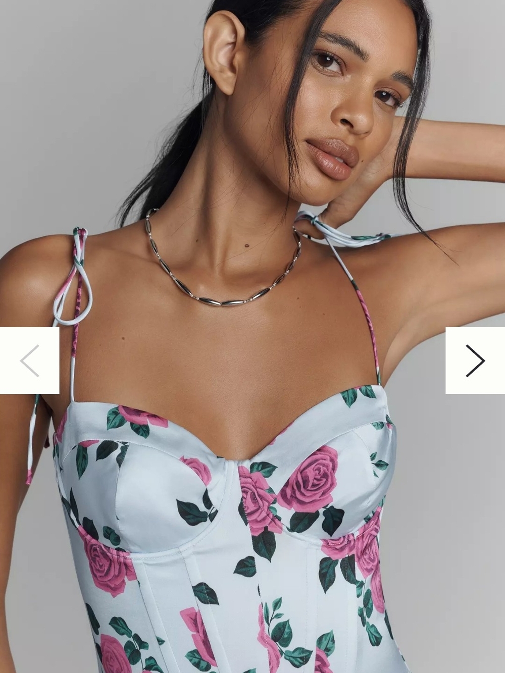 Good American Floral Sweetheart Bustier Top  Pink Roses